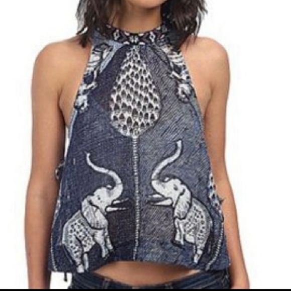 Free People Elephant Boho Halter Top XS